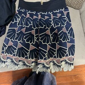 Chic Navy and Cream A-Line Skirt